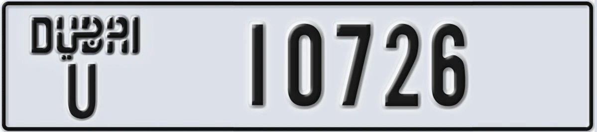 UAE License Plate Dubai U 10726