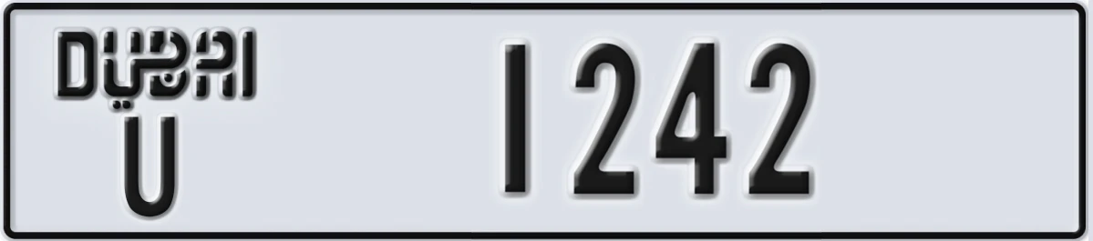 UAE License Plate Dubai U 1242