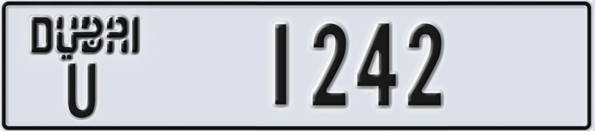 UAE License Plate Dubai U 1242