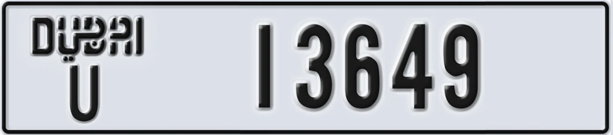 UAE License Plate Dubai U 13649