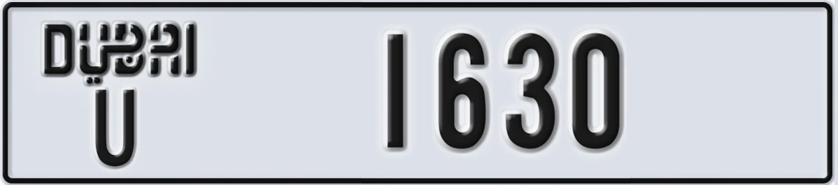 UAE License Plate Dubai U 1630