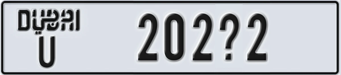UAE License Plate Dubai U 202X2