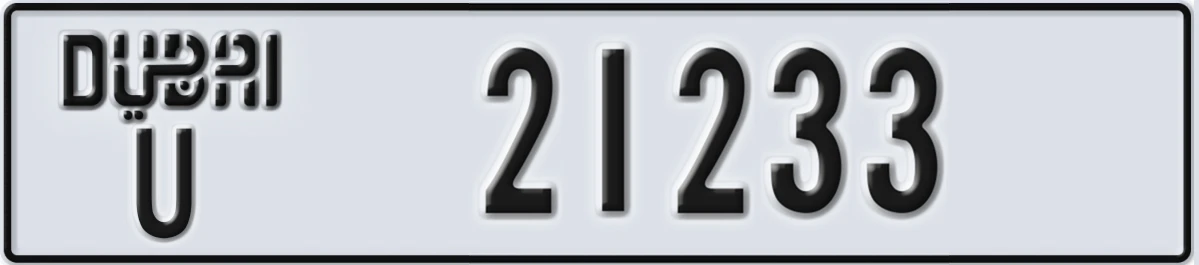 UAE License Plate Dubai U 21233