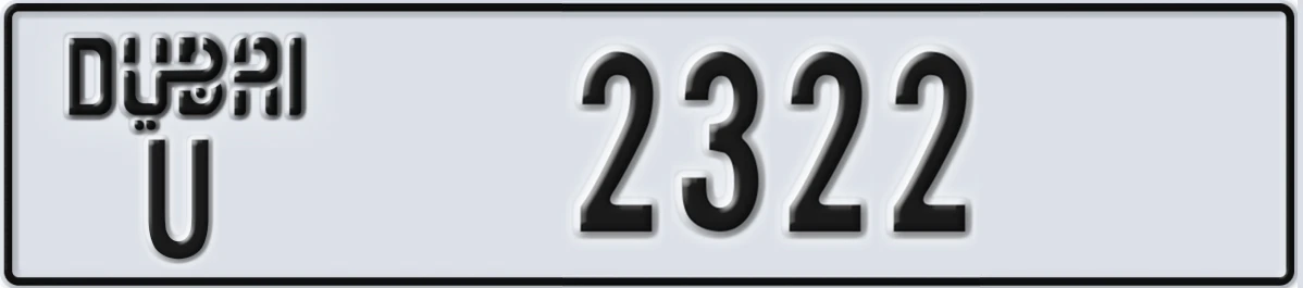 UAE License Plate Dubai U 2322