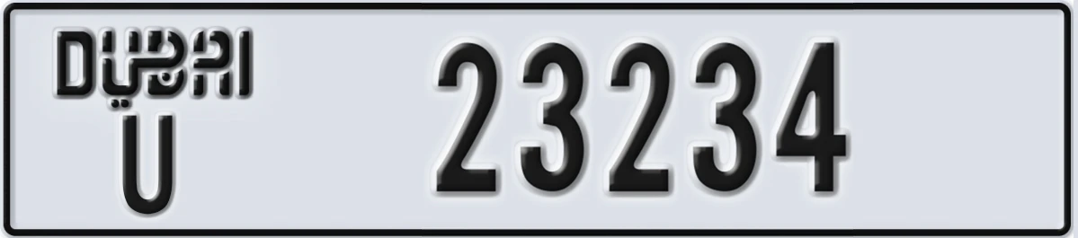 UAE License Plate Dubai U 23234