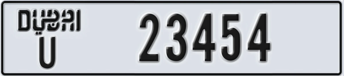 UAE License Plate Dubai U 23454