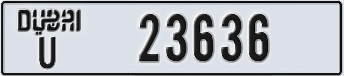 UAE License Plate Dubai U 23636