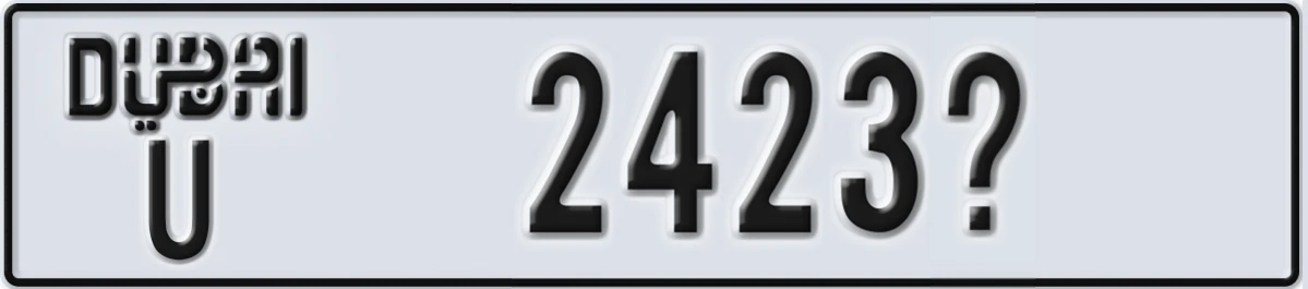 UAE License Plate Dubai U 2423X