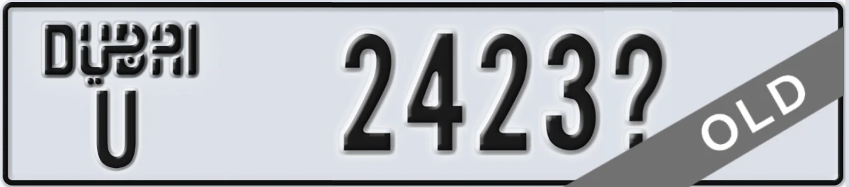 UAE License Plate Dubai U 2423X