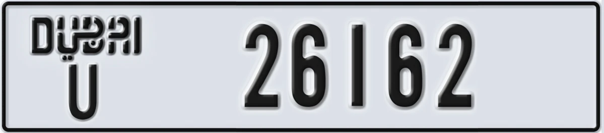 UAE License Plate Dubai U 26162