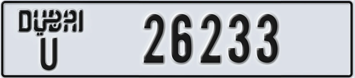 UAE License Plate Dubai U 26233