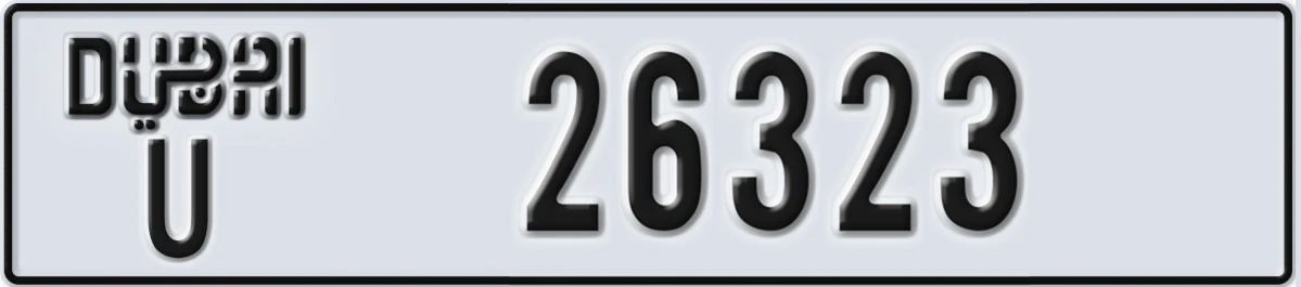 UAE License Plate Dubai U 26323