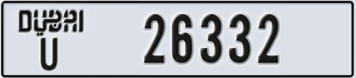 UAE License Plate Dubai U 26332