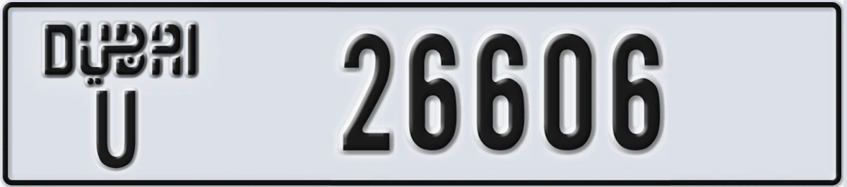 UAE License Plate Dubai U 26606