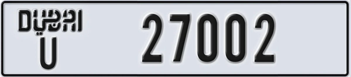 UAE License Plate Dubai U 27002