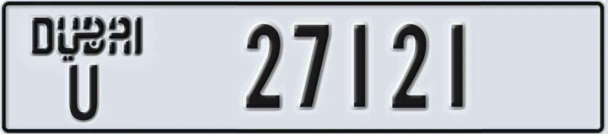 UAE License Plate Dubai U 27121
