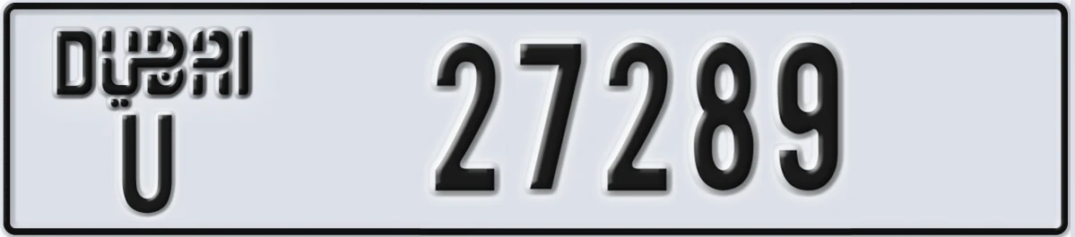 UAE License Plate Dubai U 27289