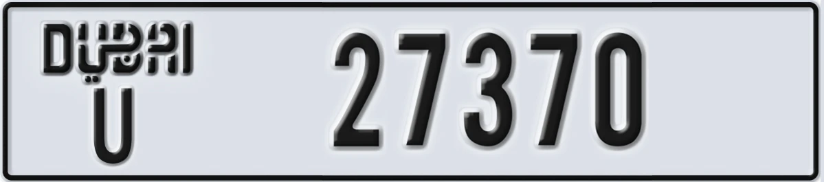 UAE License Plate Dubai U 27370