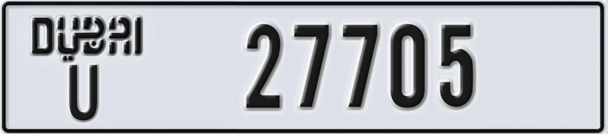 UAE License Plate Dubai U 27705