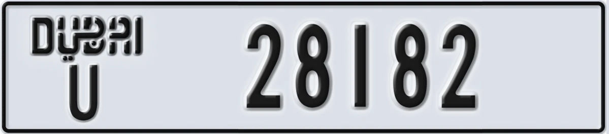 UAE License Plate Dubai U 28182