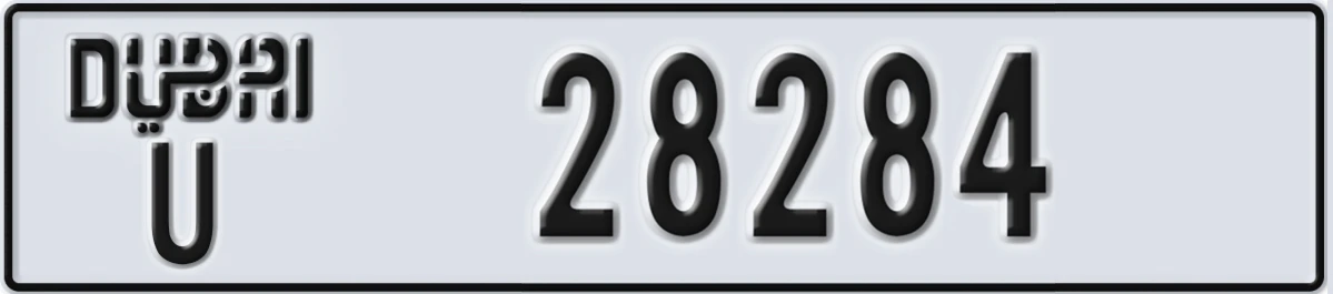 UAE License Plate Dubai U 28284