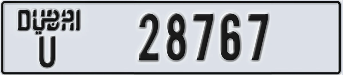 UAE License Plate Dubai U 28767