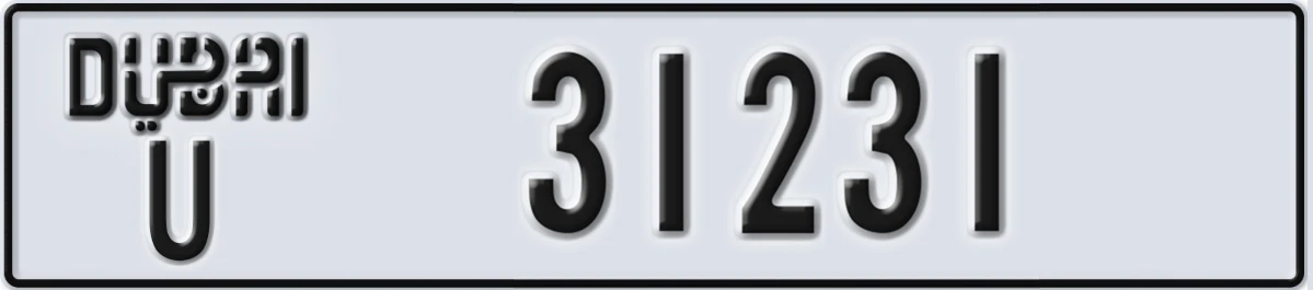 UAE License Plate Dubai U 31231