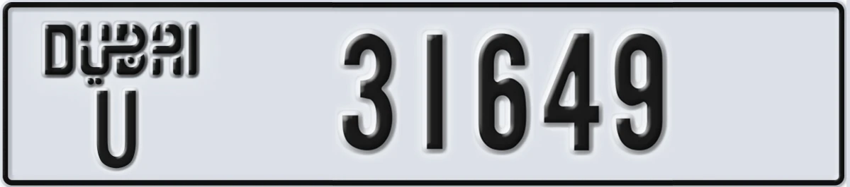 UAE License Plate Dubai U 31649