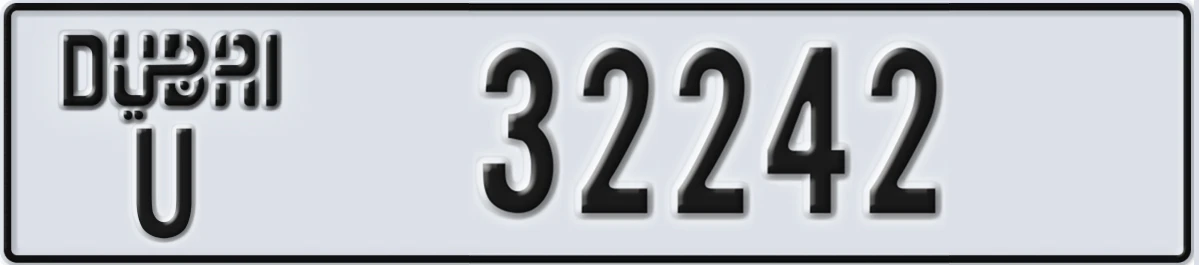 UAE License Plate Dubai U 32242