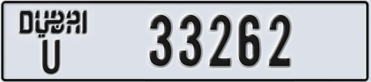 UAE License Plate Dubai U 33262