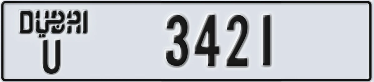 UAE License Plate Dubai U 3421