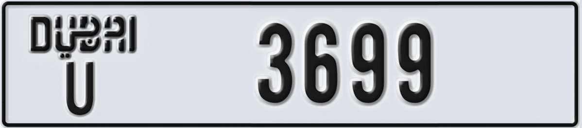 UAE License Plate Dubai U 3699