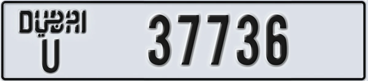 UAE License Plate Dubai U 37736