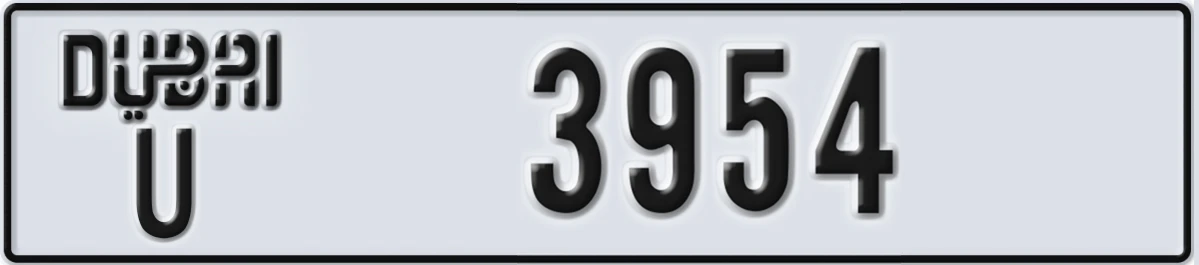 UAE License Plate Dubai U 3954