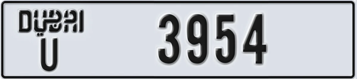 UAE License Plate Dubai U 3954