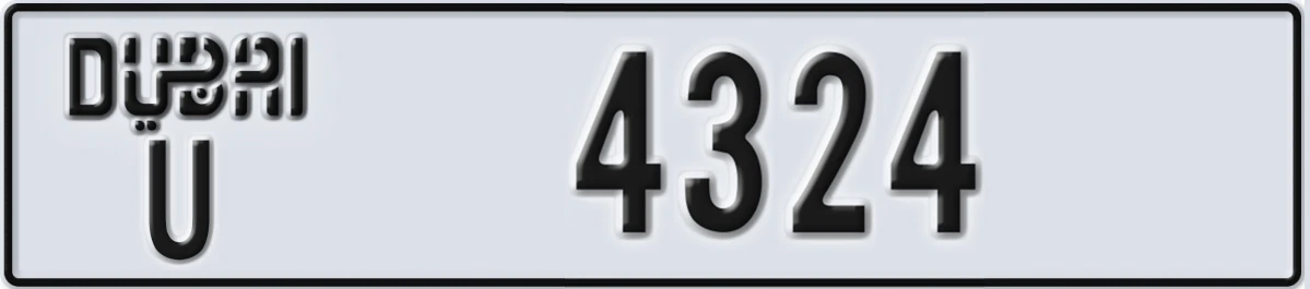 UAE License Plate Dubai U 4324