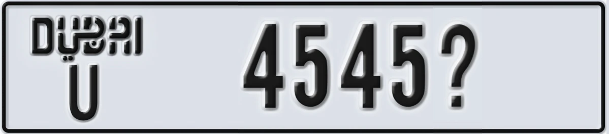 UAE License Plate Dubai U 4545X