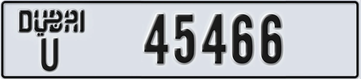 UAE License Plate Dubai U 45466