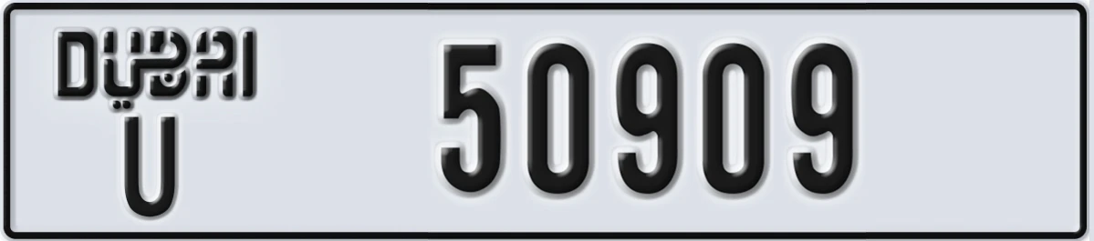 UAE License Plate Dubai U 50909