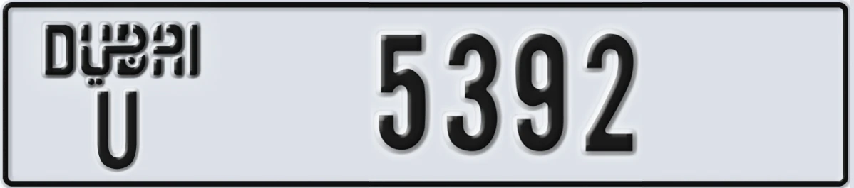UAE License Plate Dubai U 5392