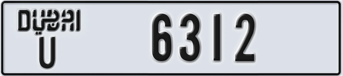 UAE License Plate Dubai U 6312