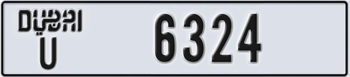 UAE License Plate Dubai U 6324