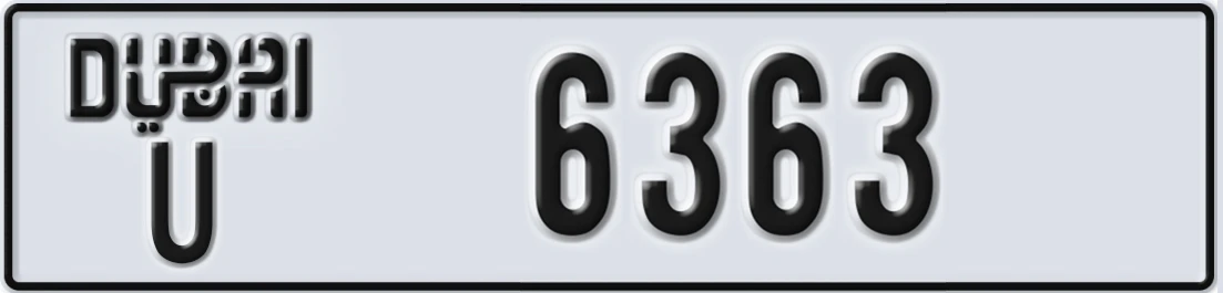 UAE License Plate Dubai U 6363X