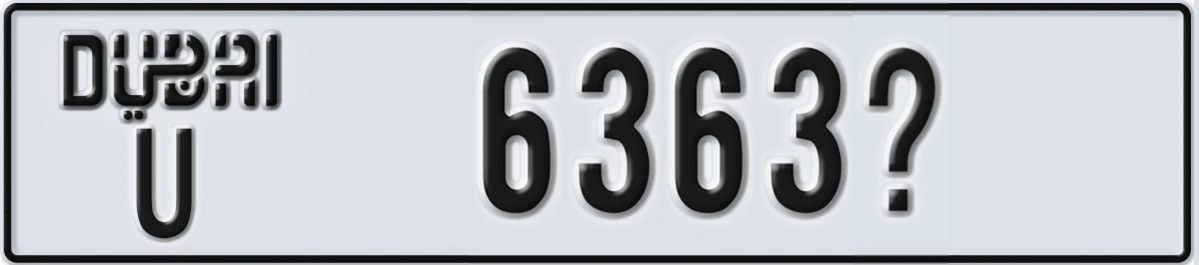 UAE License Plate Dubai U 6363Y