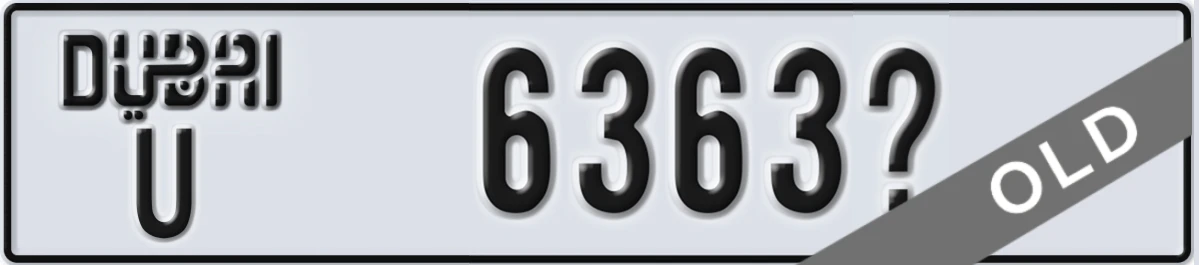 UAE License Plate Dubai U 6363Y