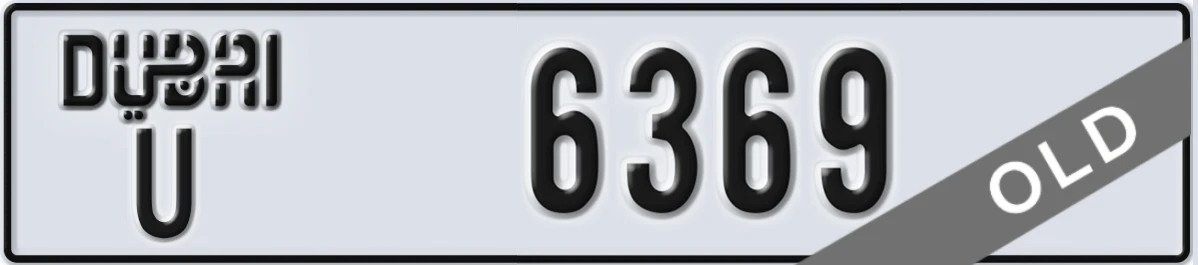 UAE License Plate Dubai U 6369