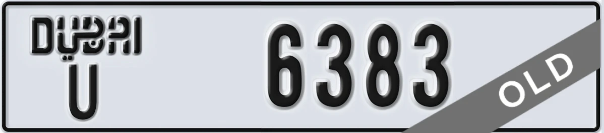 UAE License Plate Dubai U 6383