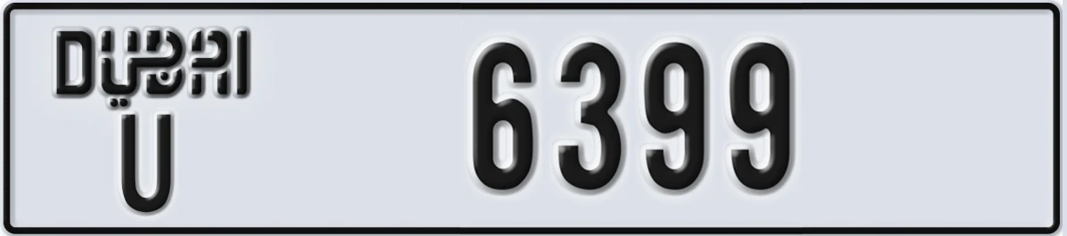 UAE License Plate Dubai U 6399