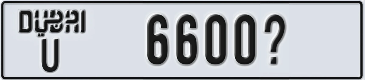 UAE License Plate Dubai U 6600X