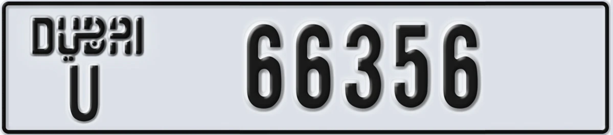 UAE License Plate Dubai U 66356